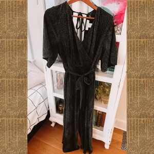 nwt! arula (altar’d state) black and silver thread jumpsuit